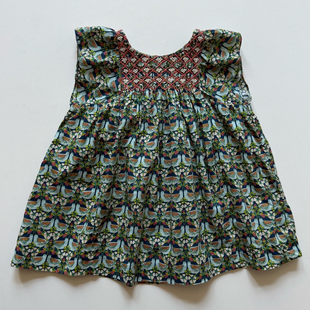 Bonpoint Girls Cadelili Smocked Liberty Strawberry Feast Dress - Size 6M